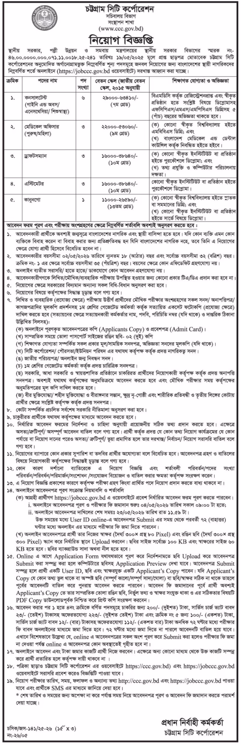Chattogram City Corporation Job Circular 2026