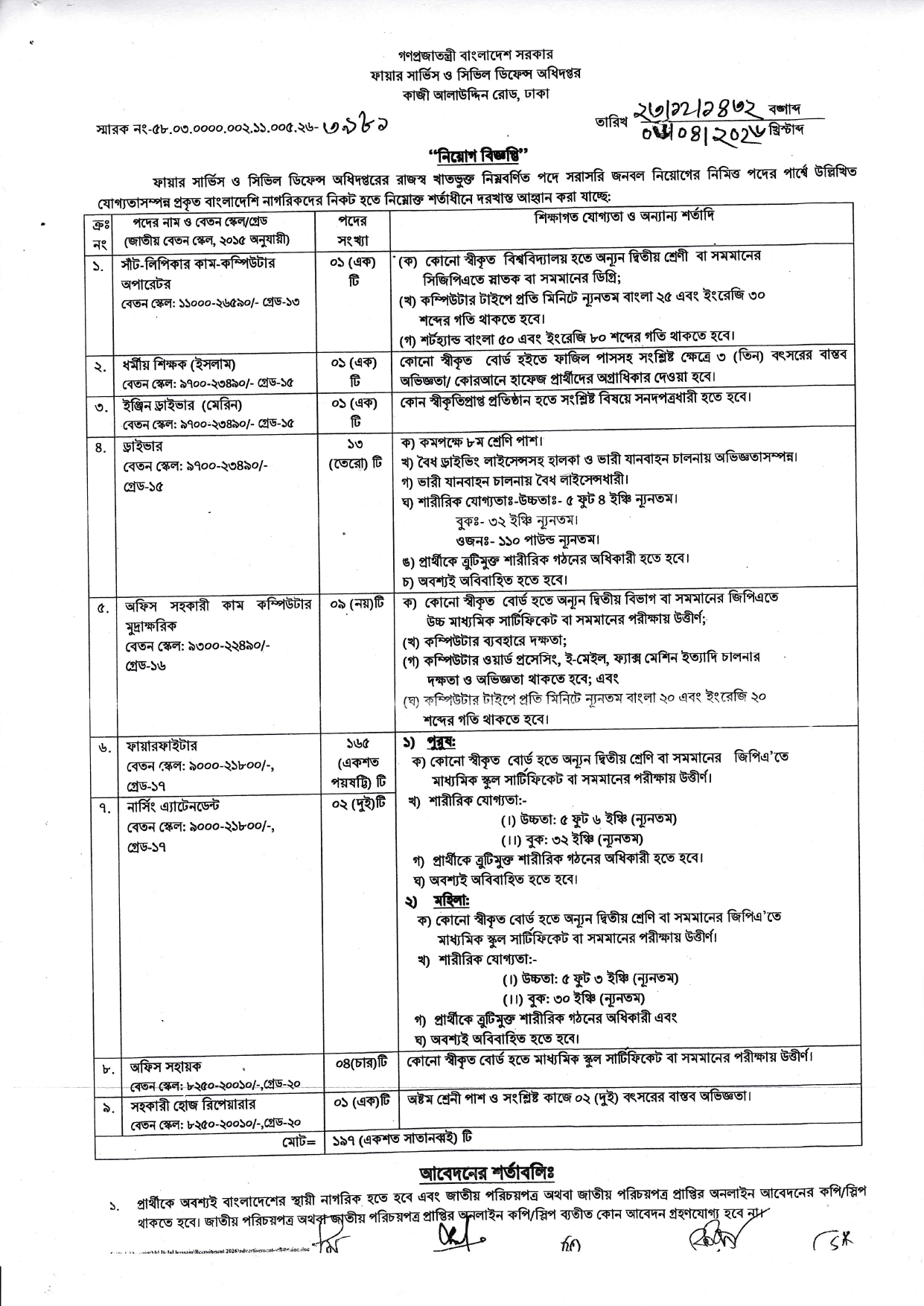 Fire Service Job Circular 2026