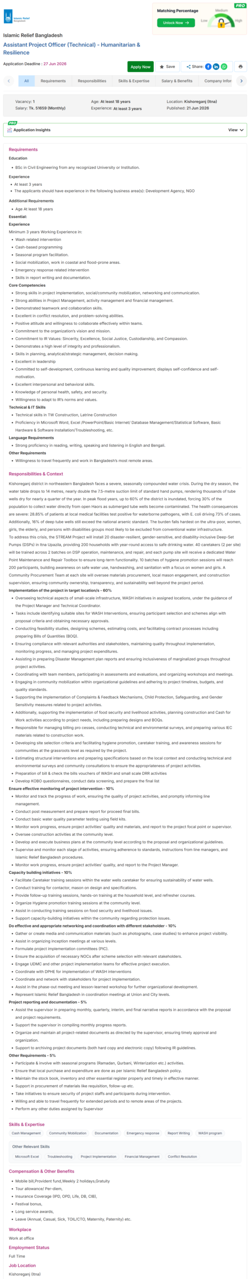 Islamic Relief Bangladesh Job Circular 2026