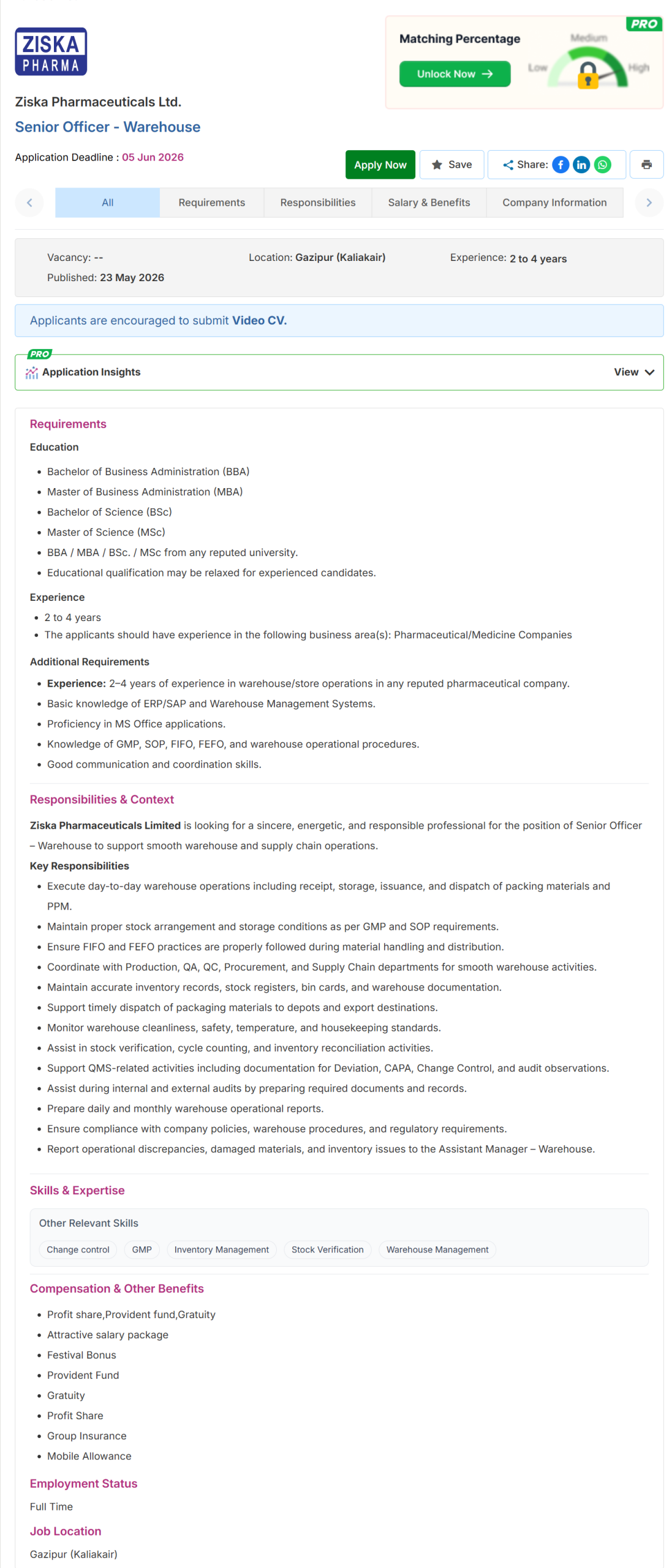 Ziska Pharmaceuticals Ltd Job Circular 2026